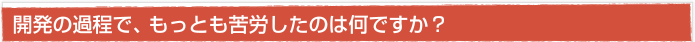 開発の過程で、もっとも苦労したのは何ですか？