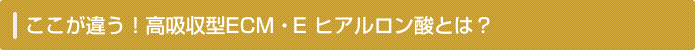 ここが違う！高吸収型ECM・E ヒアルロン酸とは？